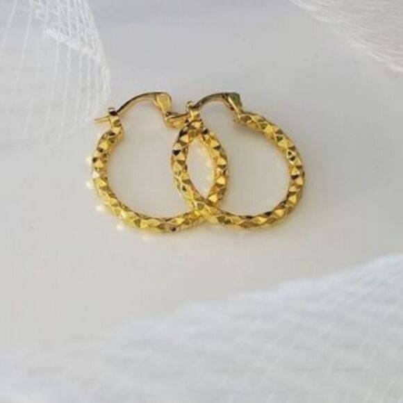Handmade 18K Gold on 925 Hoop Earrings - Womens Jewelry - Picture 7 of 7